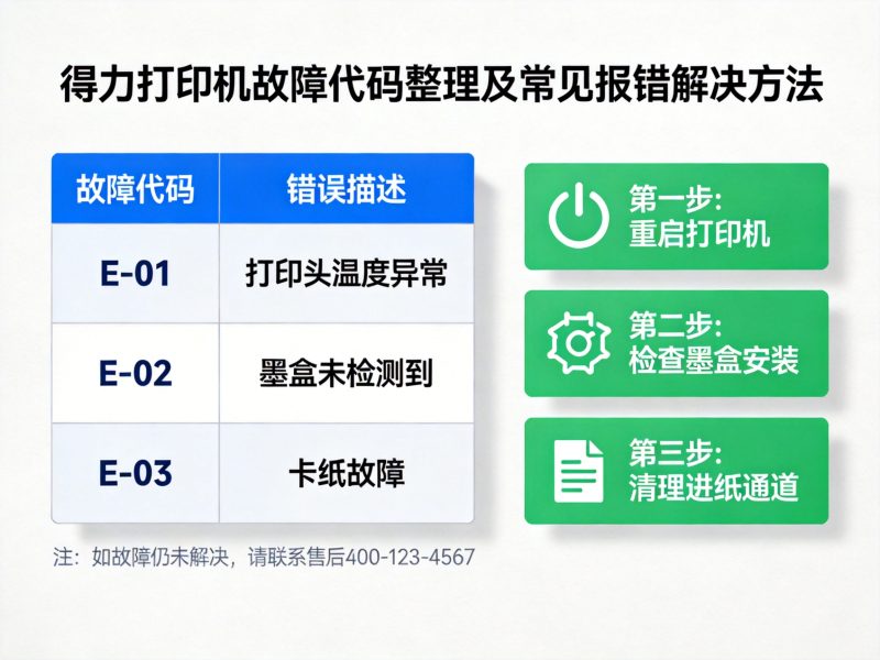 得力打印机故障代码整理及常见报错解决方法-卓盛打印机网