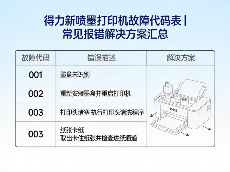 得力新喷墨打印机故障代码表｜常见报错解决方案汇总-卓盛打印机网