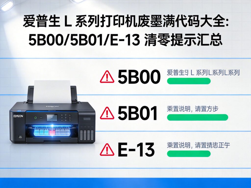 爱普生 L 系列打印机废墨满代码大全:5B00/5B01/E-13 清零提示汇总-卓盛打印机网