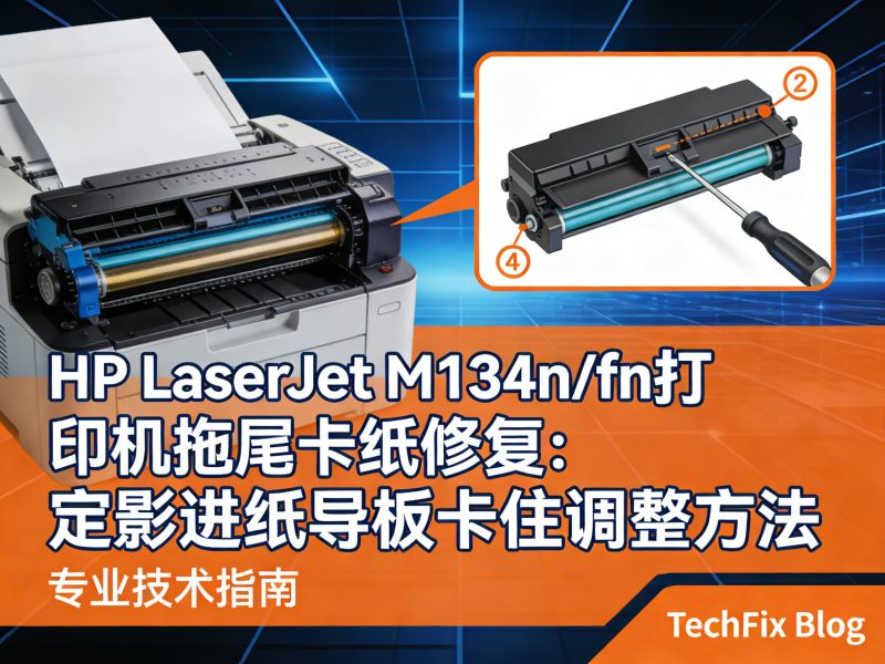 HP LaserJet M134n/fn 打印机拖尾卡纸修复：定影进纸导板卡住调整方法-卓盛打印机网