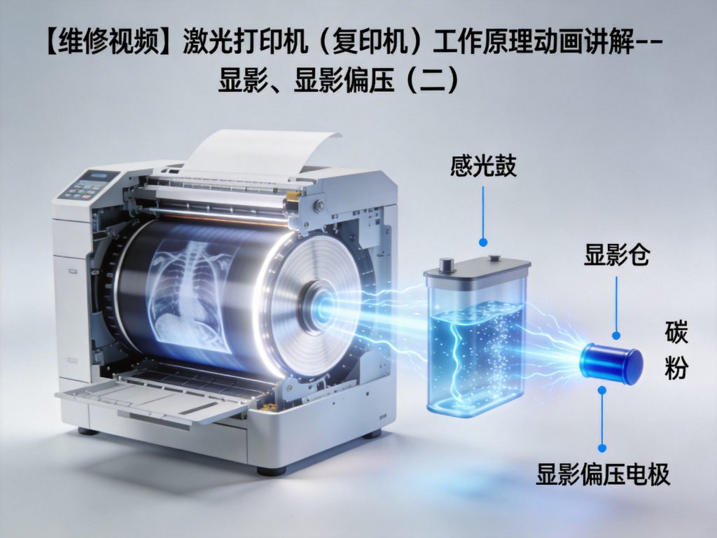 【维修视频】激光打印机（复印机）工作原理动画讲解--显影、显影偏压（二）-卓盛打印机网