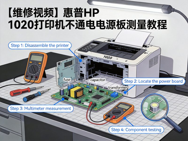 【维修视频】惠普HP 1020打印机不通电电源板测量教程-卓盛打印机网