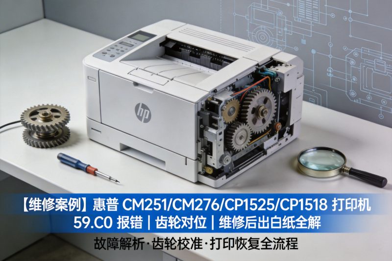 【维修案例】惠普 CM251/CM276/CP1525/CP1518 打印机 59.C0 报错 | 齿轮对位 | 维修后出白纸全解 附维修视频-卓盛打印机网