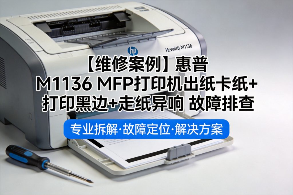 【维修案例】惠普 M1136 MFP打印机出纸卡纸+打印黑边+走纸异响 故障排查-卓盛打印机网