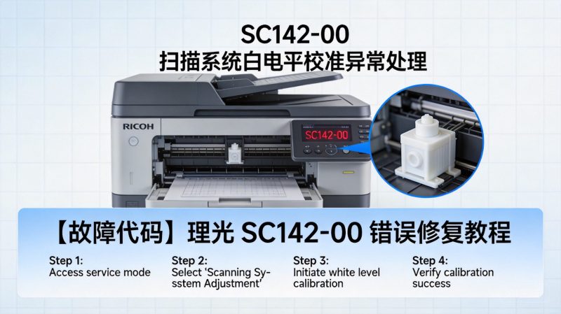【故障代码】理光 SC142-00 错误修复教程 扫描系统白电平校准异常处理-卓盛打印机网
