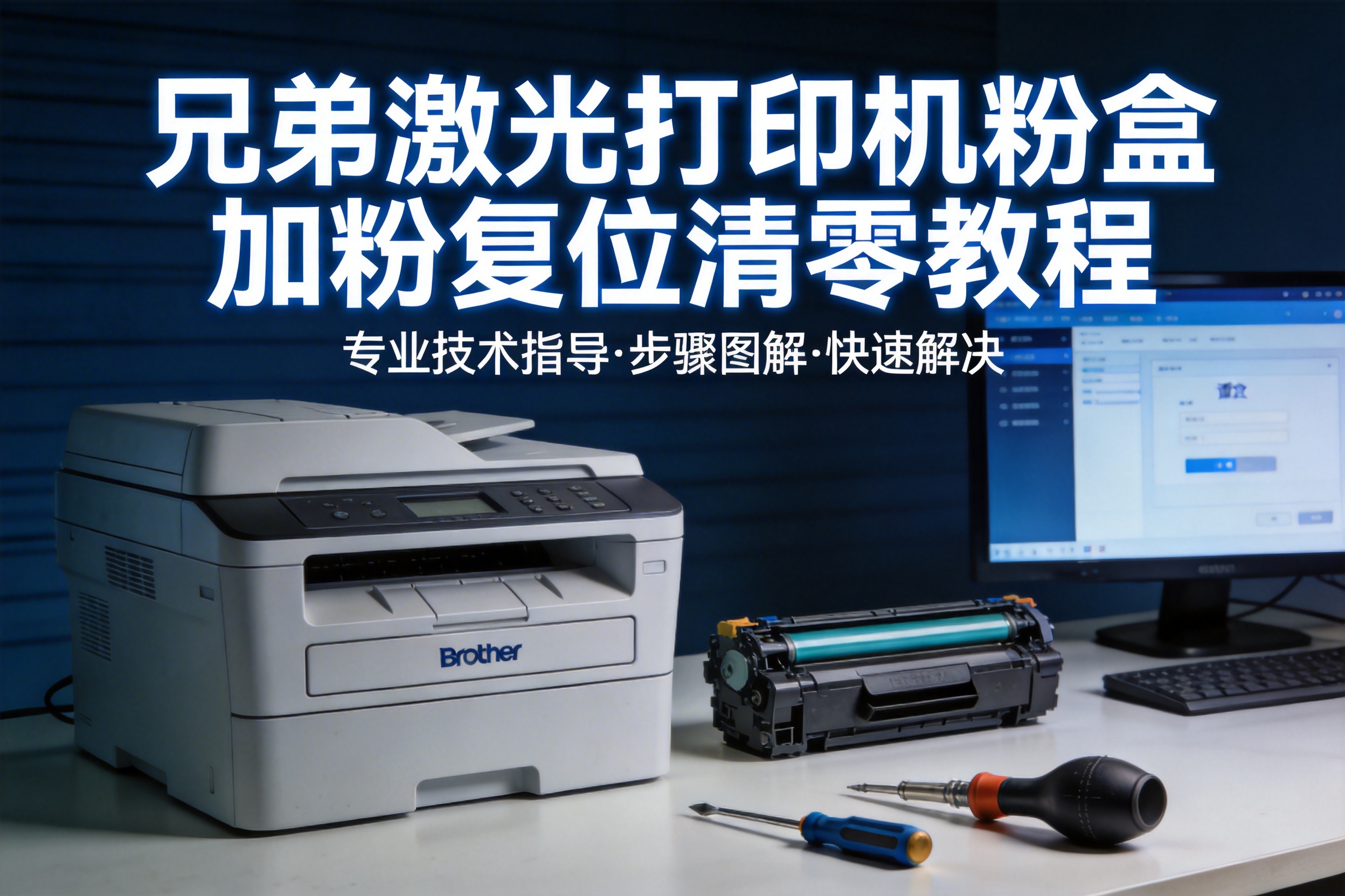 兄弟激光打印机粉盒加粉复位清零教程-卓盛打印机网