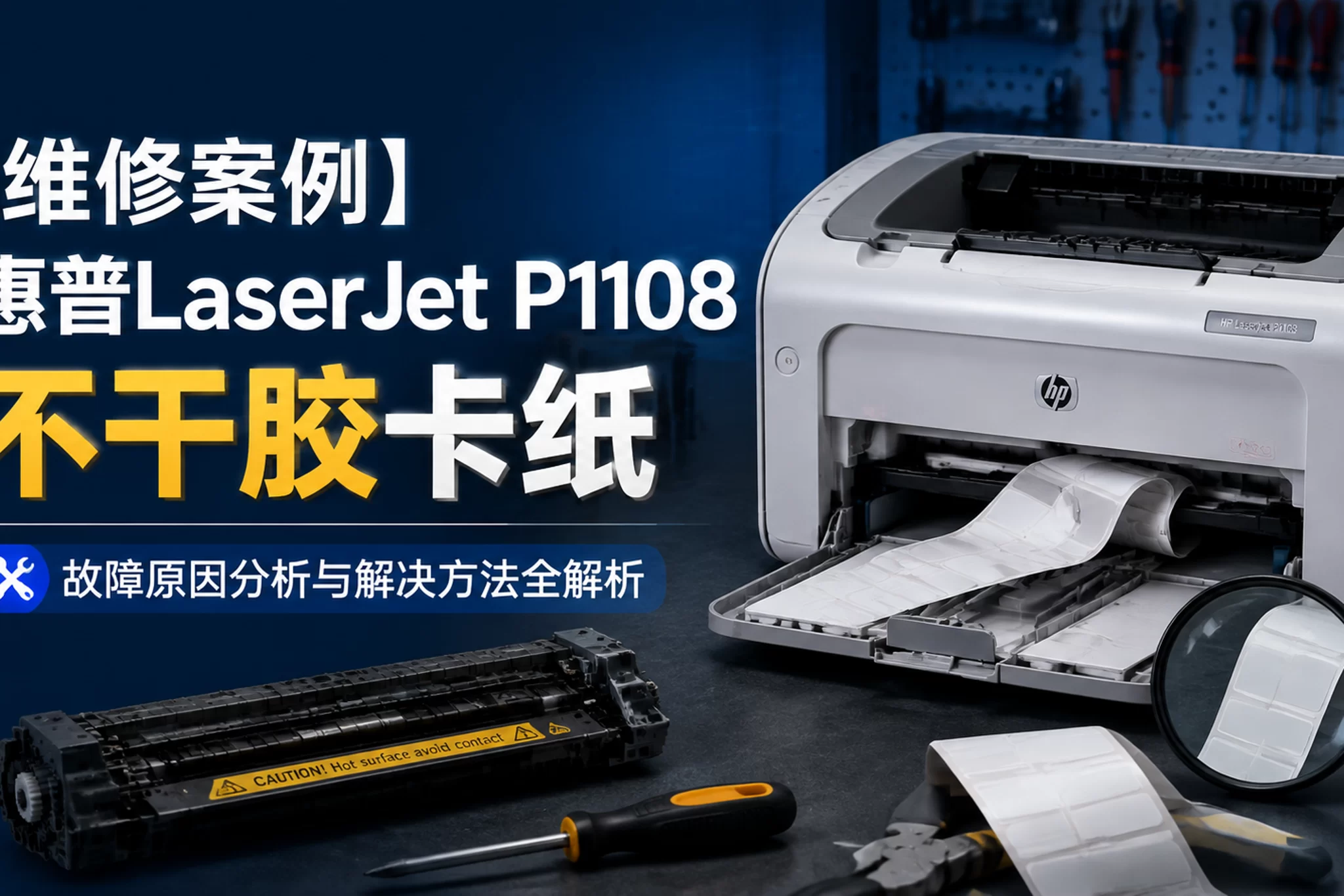 【维修案例】惠普LaserJet P1108 不干胶卡纸-卓盛打印机网