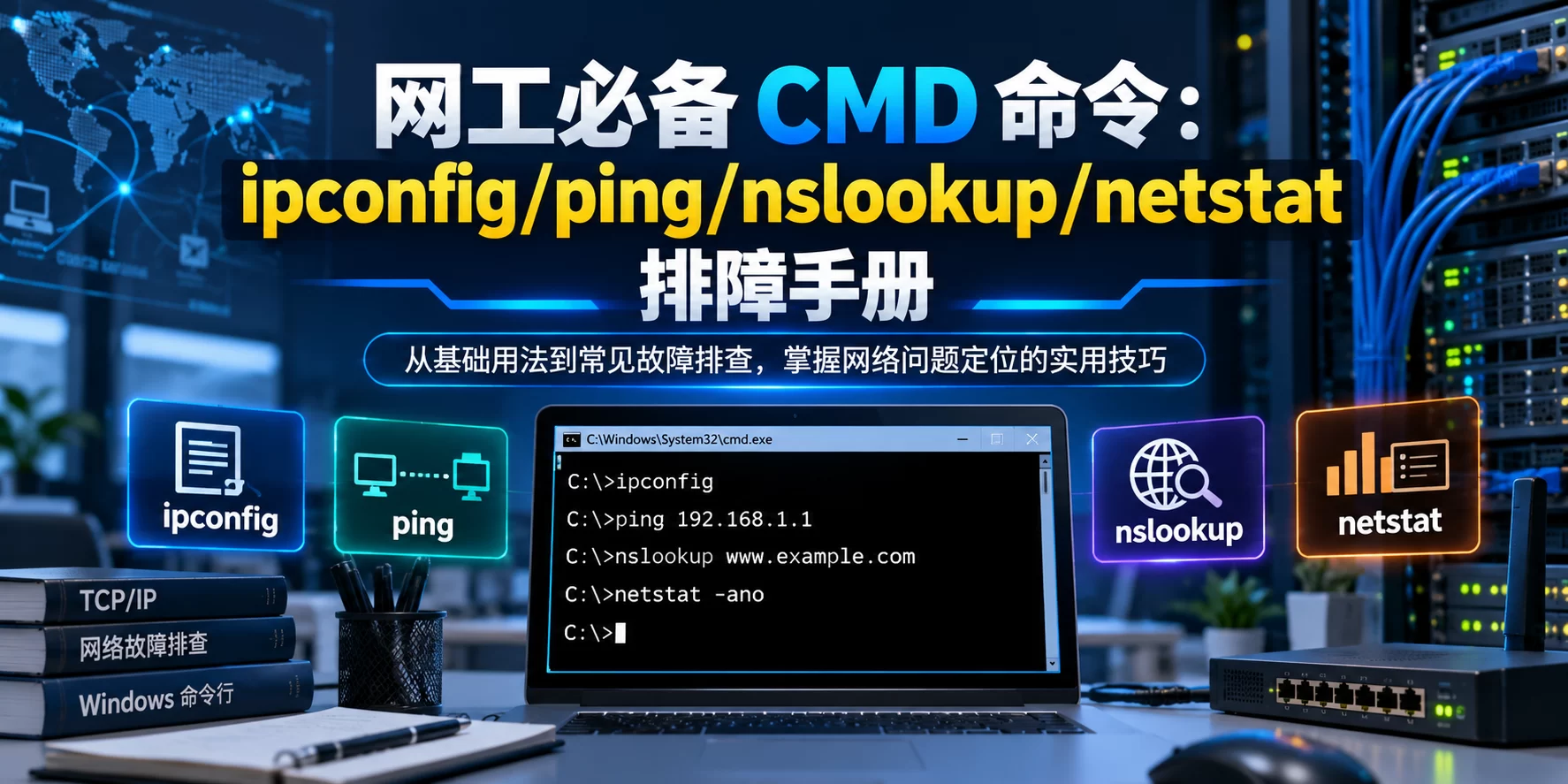 【电脑教程】网工必备 CMD 命令：ipconfig/ping/nslookup/netstat 排障手册-卓盛打印机网