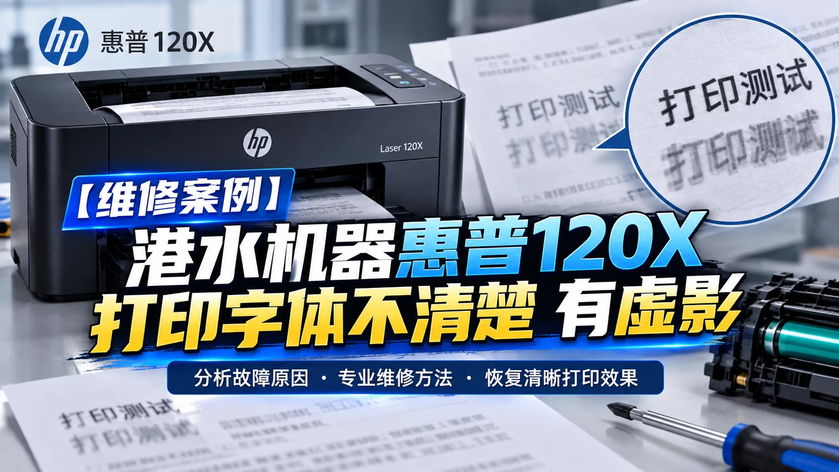 【维修案例】港水机器惠普120X 打印字体不清楚 有虚影-卓盛打印机网